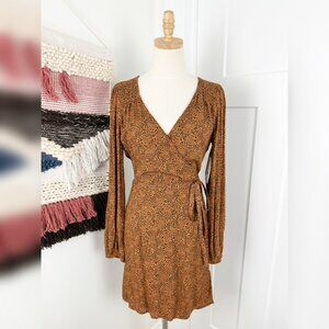 Billabong Brown Leopard Print Wrap Mini Dress